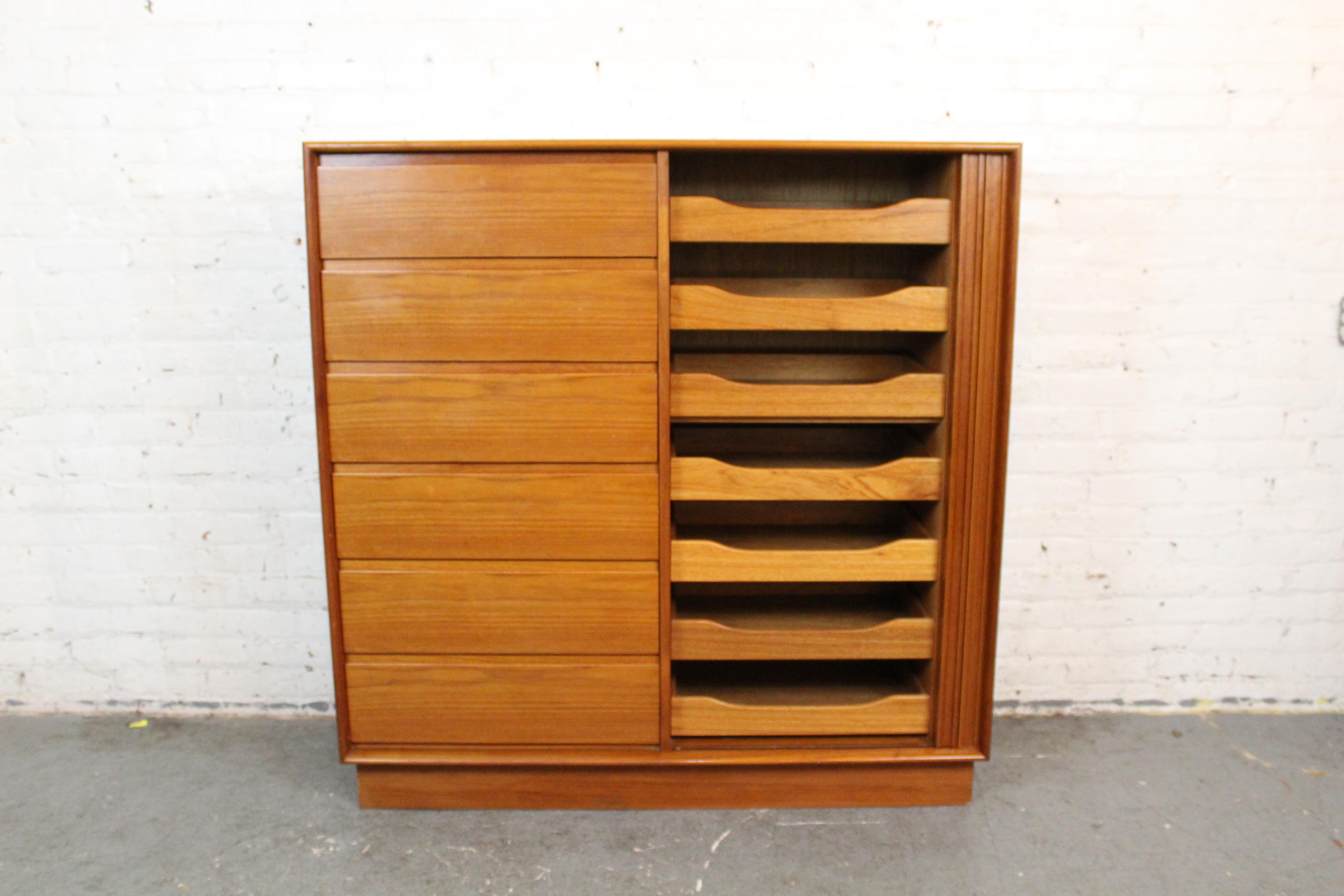 Falegnameria Comò a tamburo in teak danese vintage di Danflex Systems in vendita