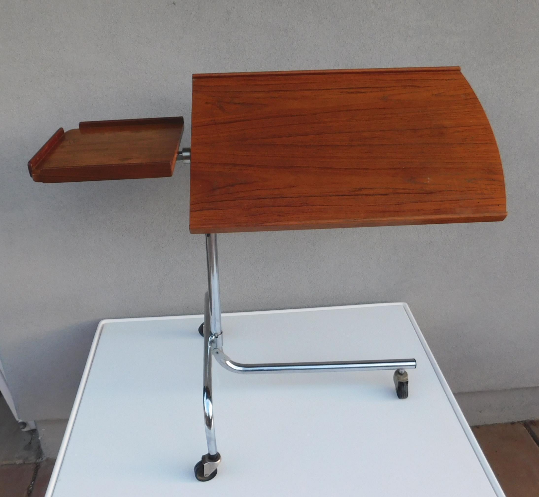 20th Century Vintage Danish Teak Tilt-Top Bedside or Drafting Table