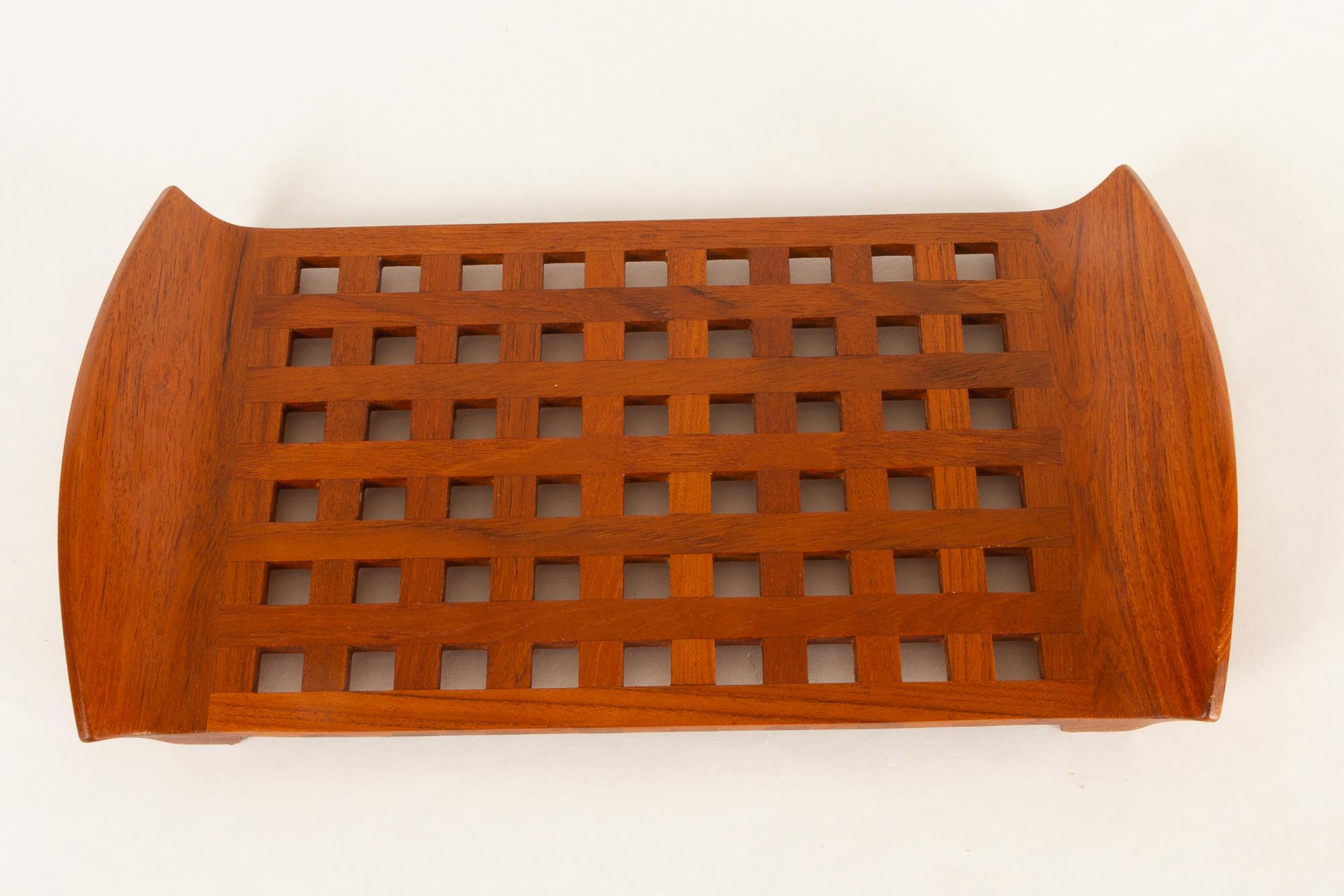 Vintage Danish Teak Tray with Glass Bowls by Jens Harald Quistgaard, 1960s 5