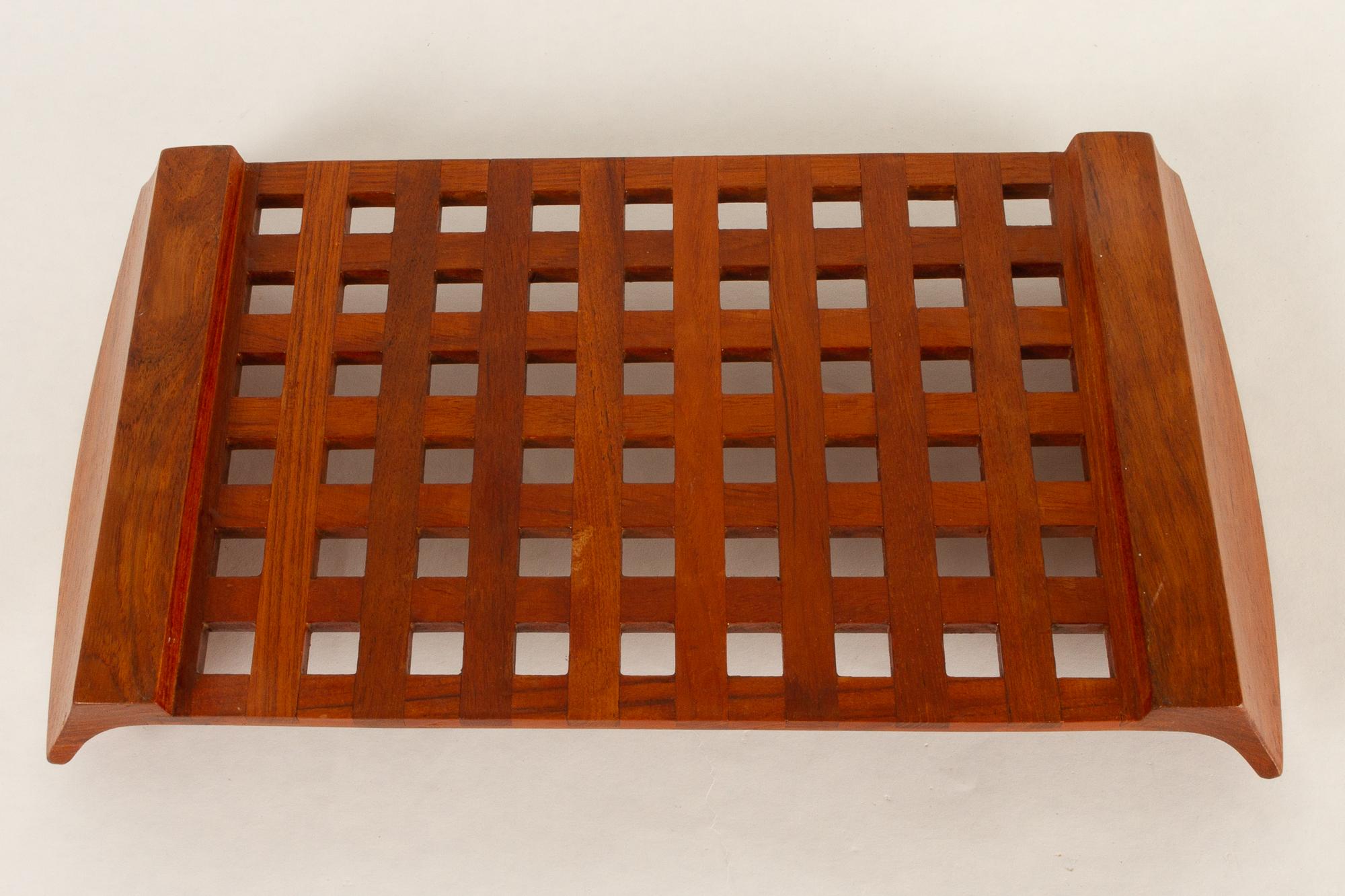 Vintage Danish Teak Tray with Glass Bowls by Jens Harald Quistgaard, 1960s 8