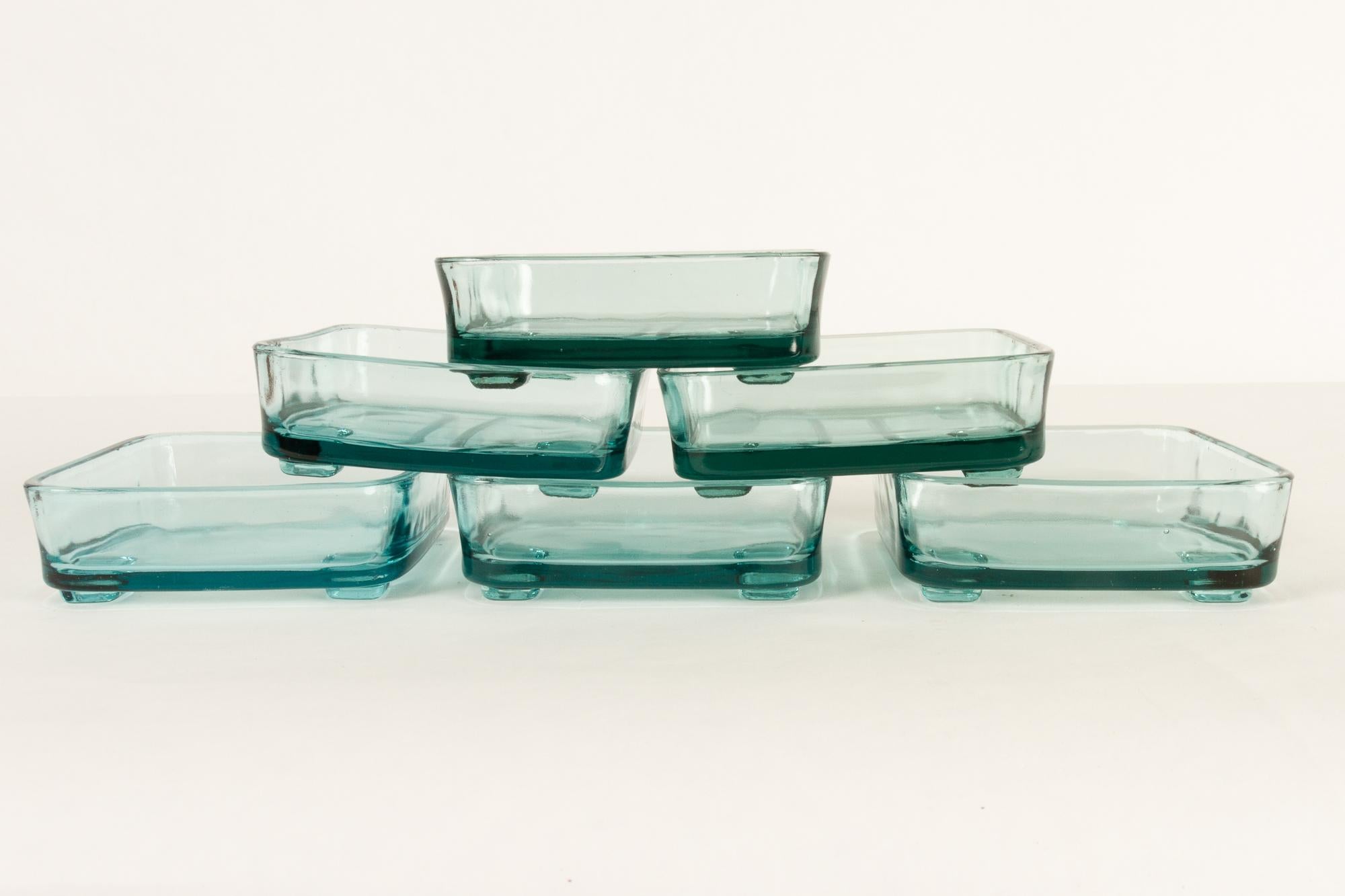 Vintage Danish Teak Tray with Glass Bowls by Jens Harald Quistgaard, 1960s 3