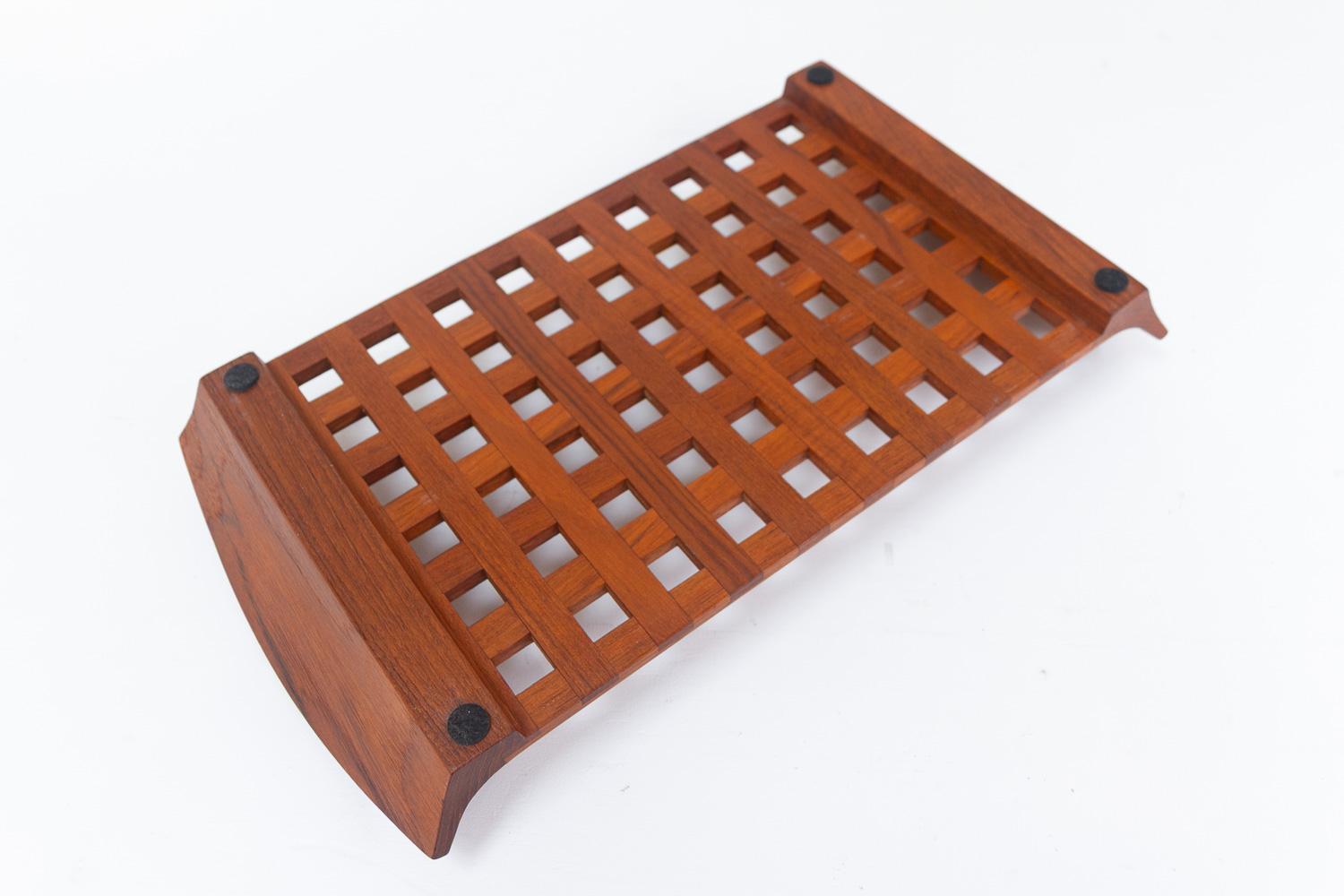 Vintage Danish Teak Tray with Glass Bowls by Jens Harald Quistgaard, 1960s For Sale 4