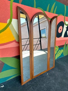 Miroir mural danois vintage à trois volets en teck par Fakse