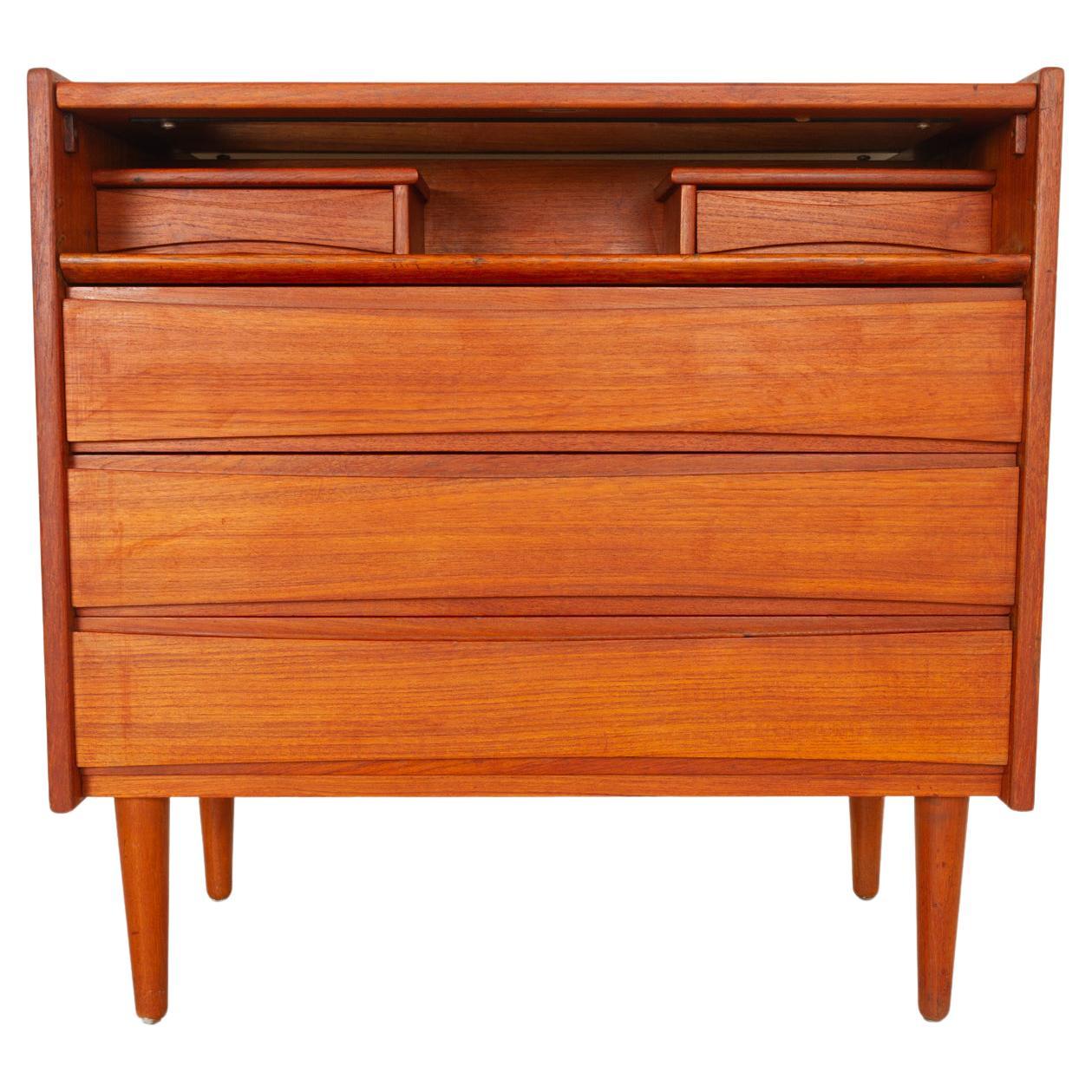 Midcentury Danish Modern Teak Wood Vanity Table, Made in Denmark, 1960s