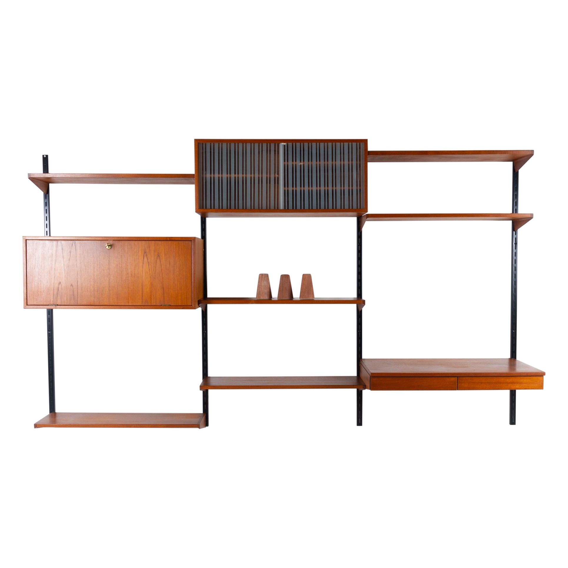 Vintage Danish Teak Wall Unit by Kai Kristiansen for FM 1960s