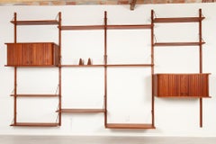 Vintage Danish Teak Wall Unit with Tambour Doors, 1960s