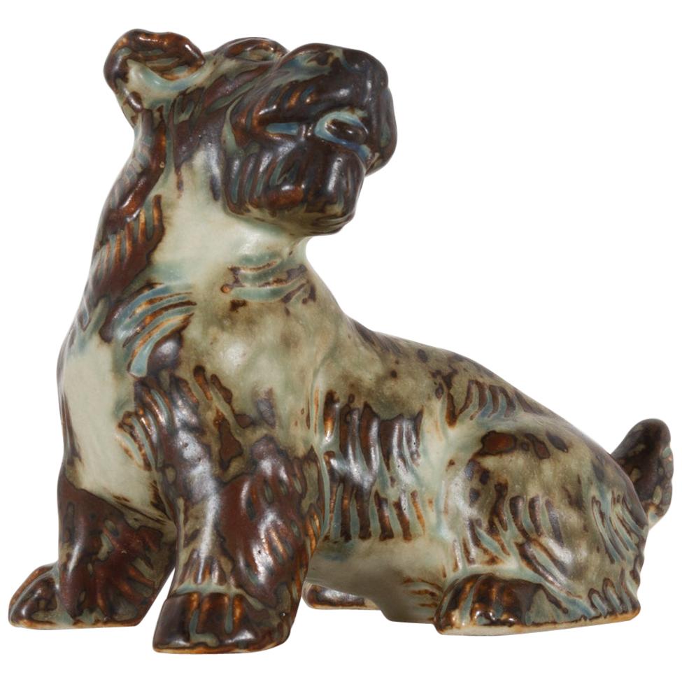 Dänische Terrierfigur eines dänischen Terriers von Knud Kyhn für Royal Copenhagen, 1955