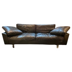 Used Danish Three Seater Canape in Antracite Leather by Illums Bolighus