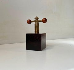 Vintage Danish 'Thumb-Squeeze' Nutcracker with Brass Mechanism, 1960s