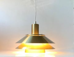 Vintage Danish Tiered Brass Pendant Lamp from Jeka, 1970s