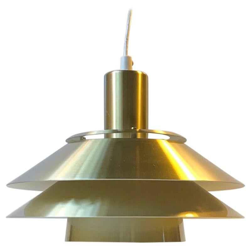 Vintage Danish Tiered Brass Pendant Lamp from Jeka, 1970s