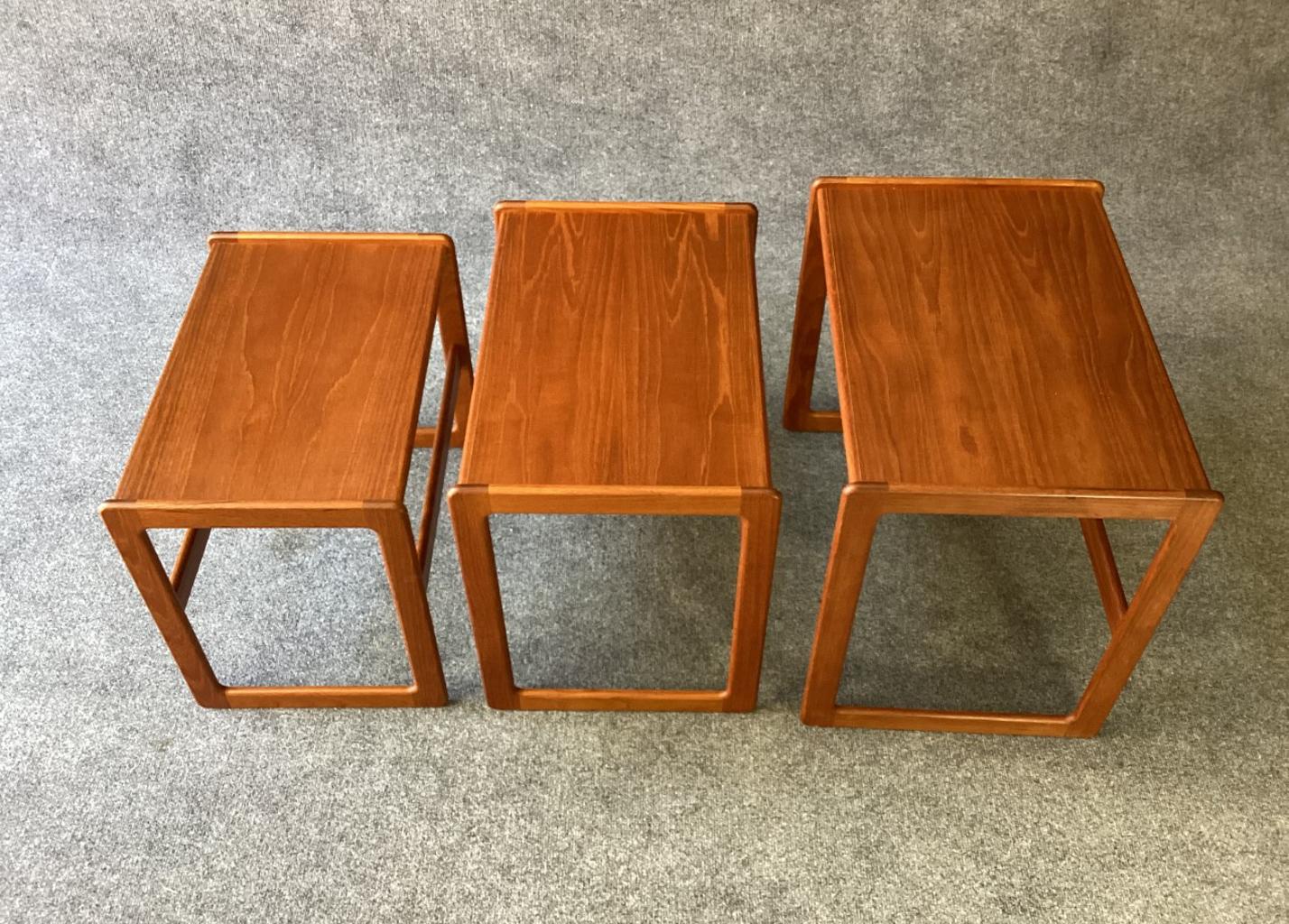 Mid-20th Century Vintage Danish Trio Teak Nesting Tables Attributed to Arne Hovmand-Olsen For Sale