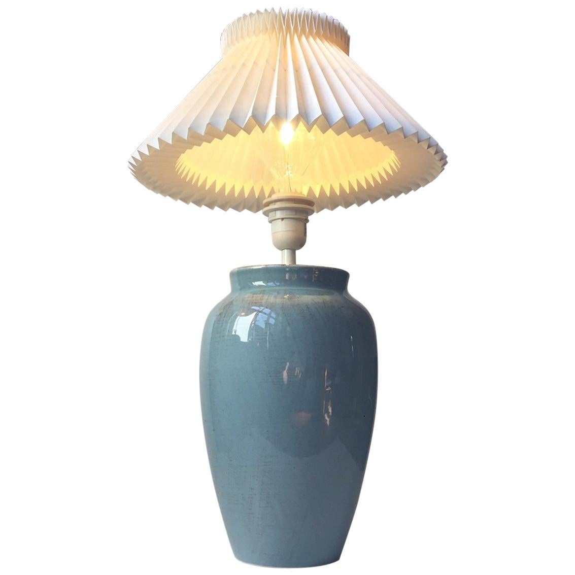 Vintage Danish Turquoise Ceramic Table Lamp from Vitrika & Junge, 1970s