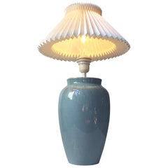 Vintage Danish Turquoise Ceramic Table Lamp from Vitrika & Junge, 1970s