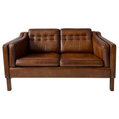 Vintage Danish Two-Seat Leather Sofa