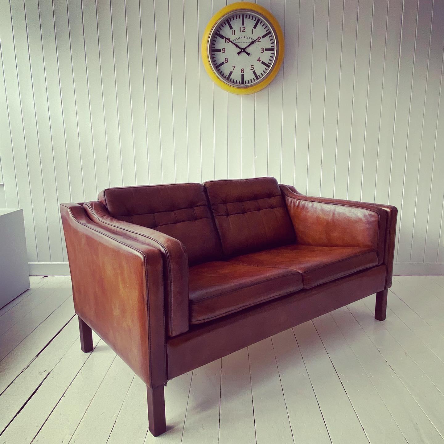 Late 20th Century Vintage Danish Two-Seat Leather Sofa