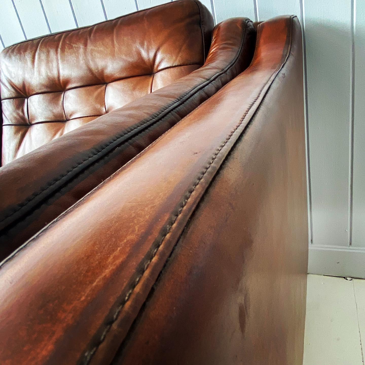 Vintage Danish Two-Seat Leather Sofa 1