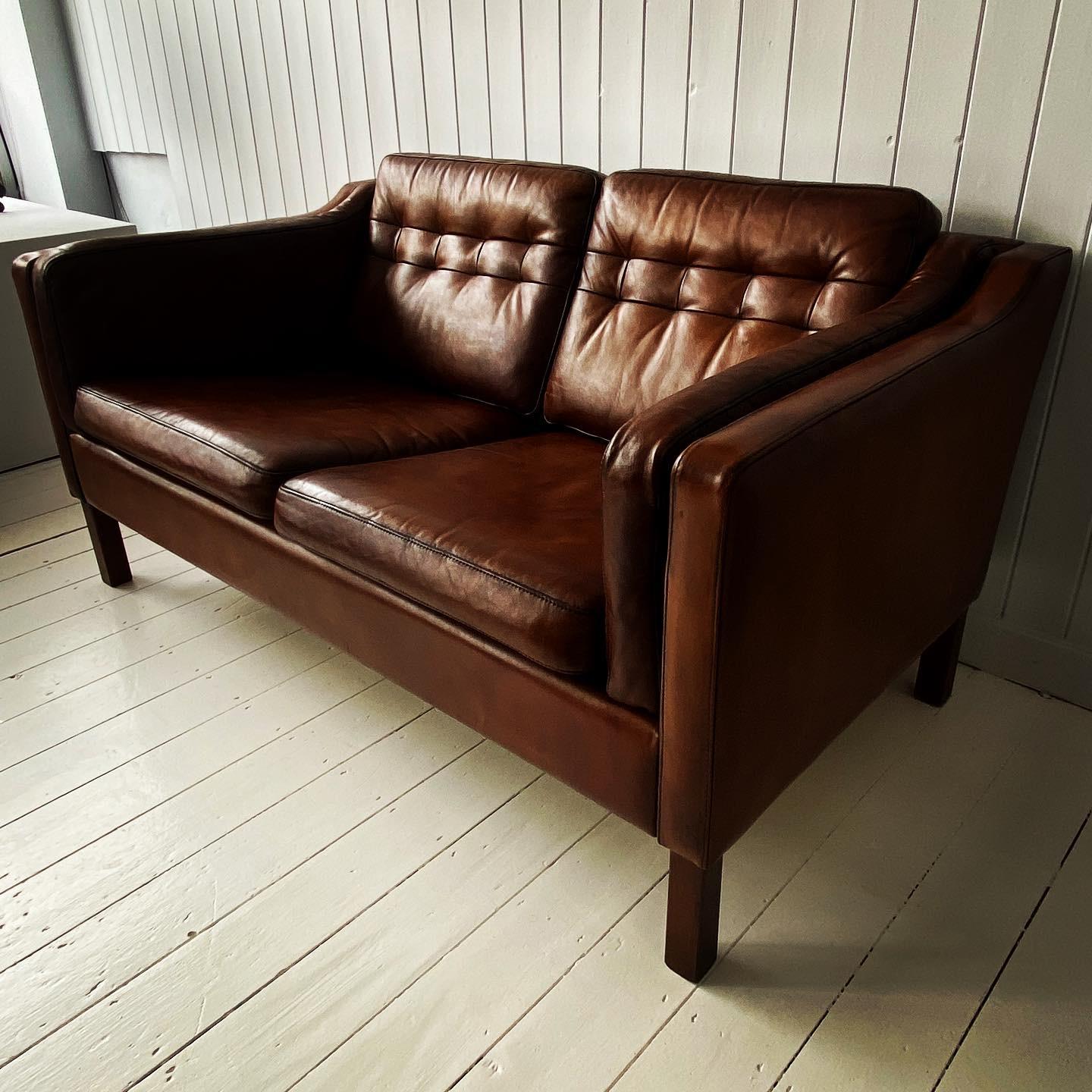 Vintage Danish Two-Seat Leather Sofa 2