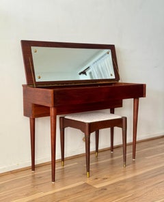 Vintage Danish Vanity Table with Lift Top and Mirror