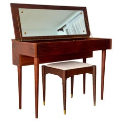 Vintage Danish Vanity Table with Lift Top and Mirror
