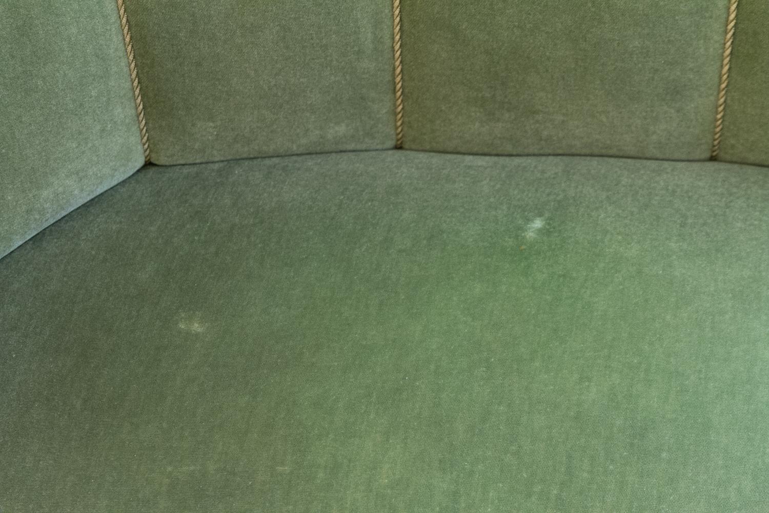 Vintage Danish Velvet Art Deco Banana Sofa, 1940s. 9