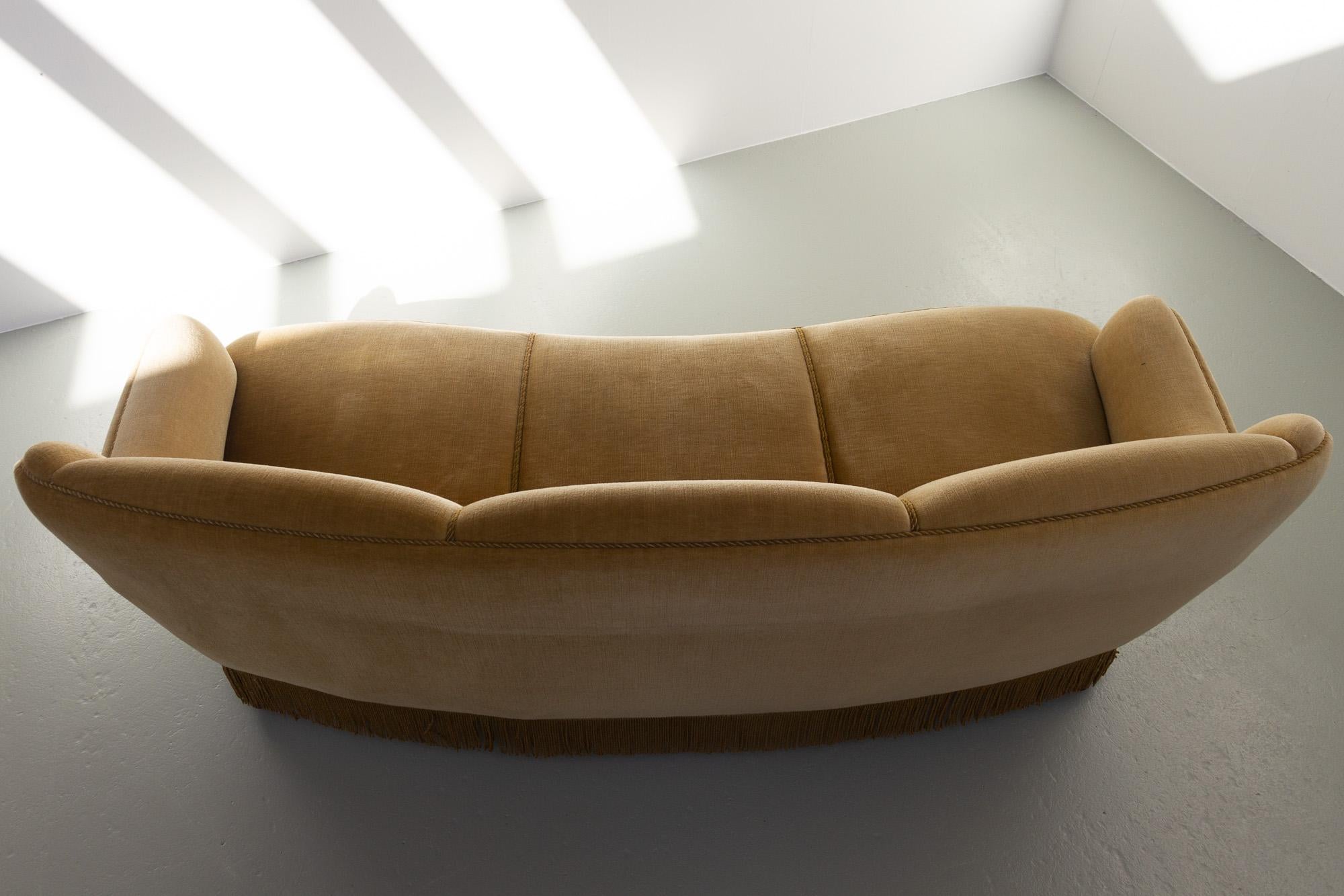 Vintage Danish Velvet Banana Sofa, 1940s 7