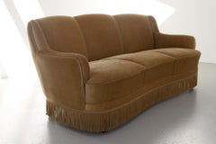 Vintage Danish Velvet Banana Sofa, 1940s