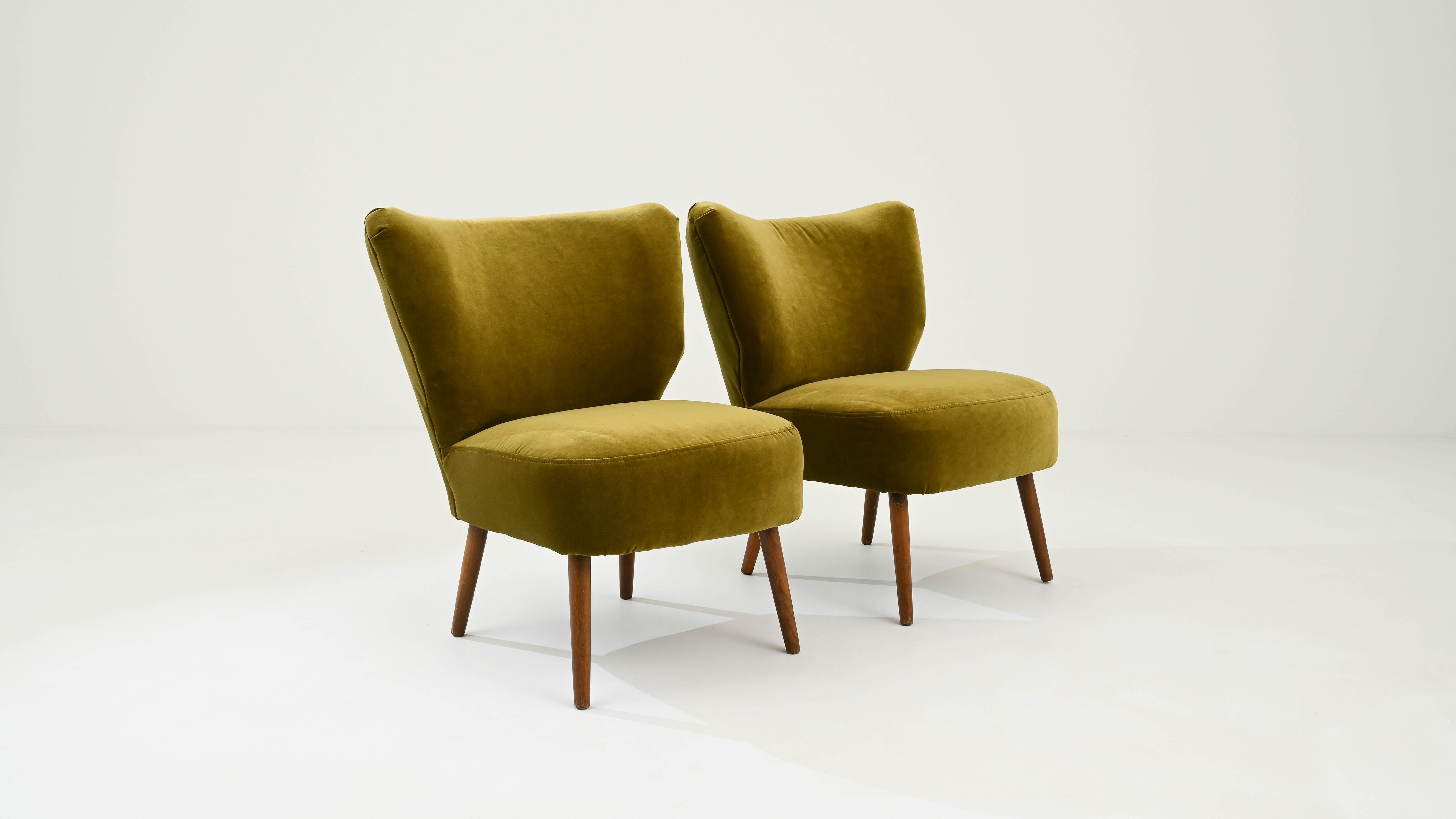 Vintage Danish Velvet Chairs, A Pair 5