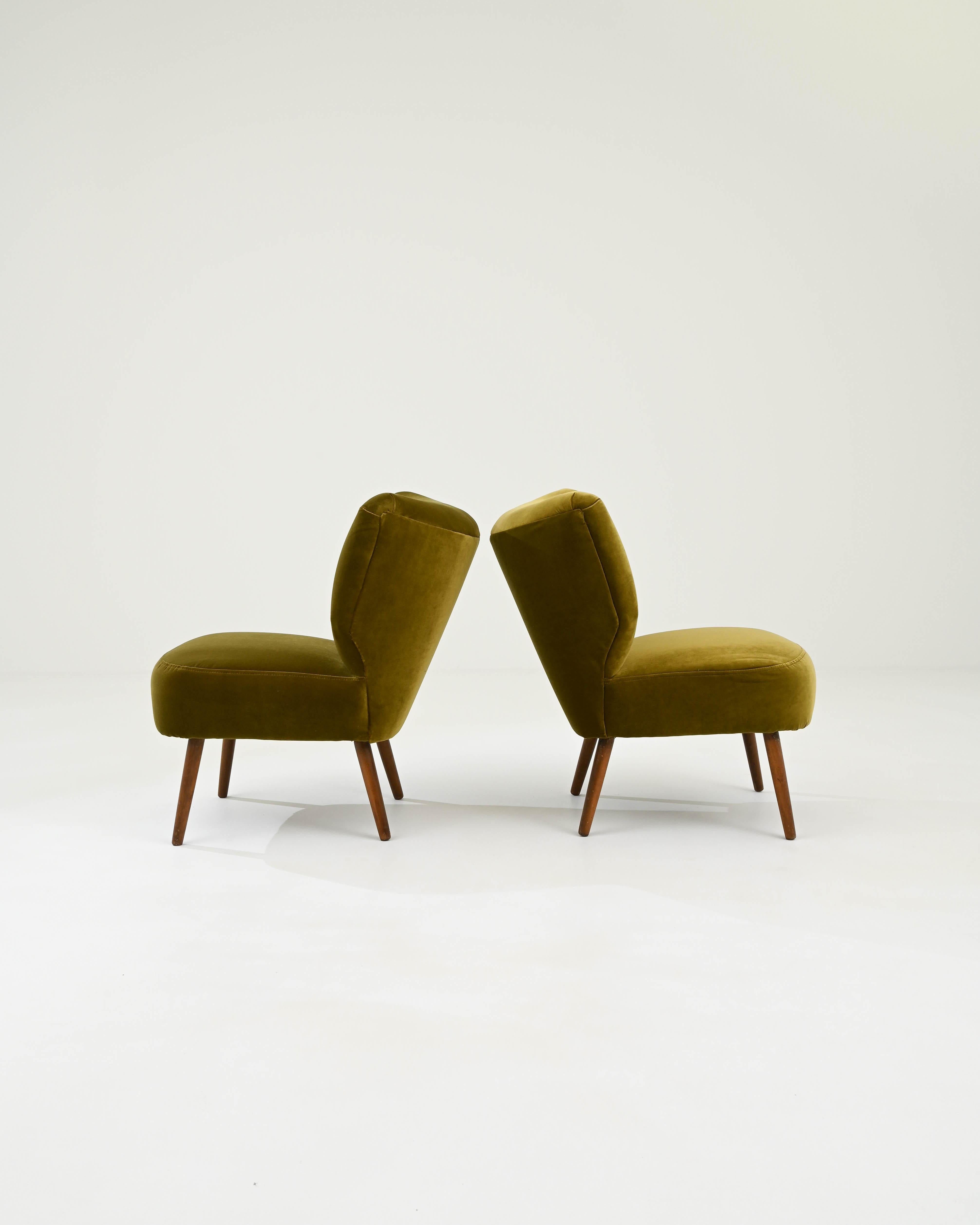 Upholstery Vintage Danish Velvet Chairs, A Pair