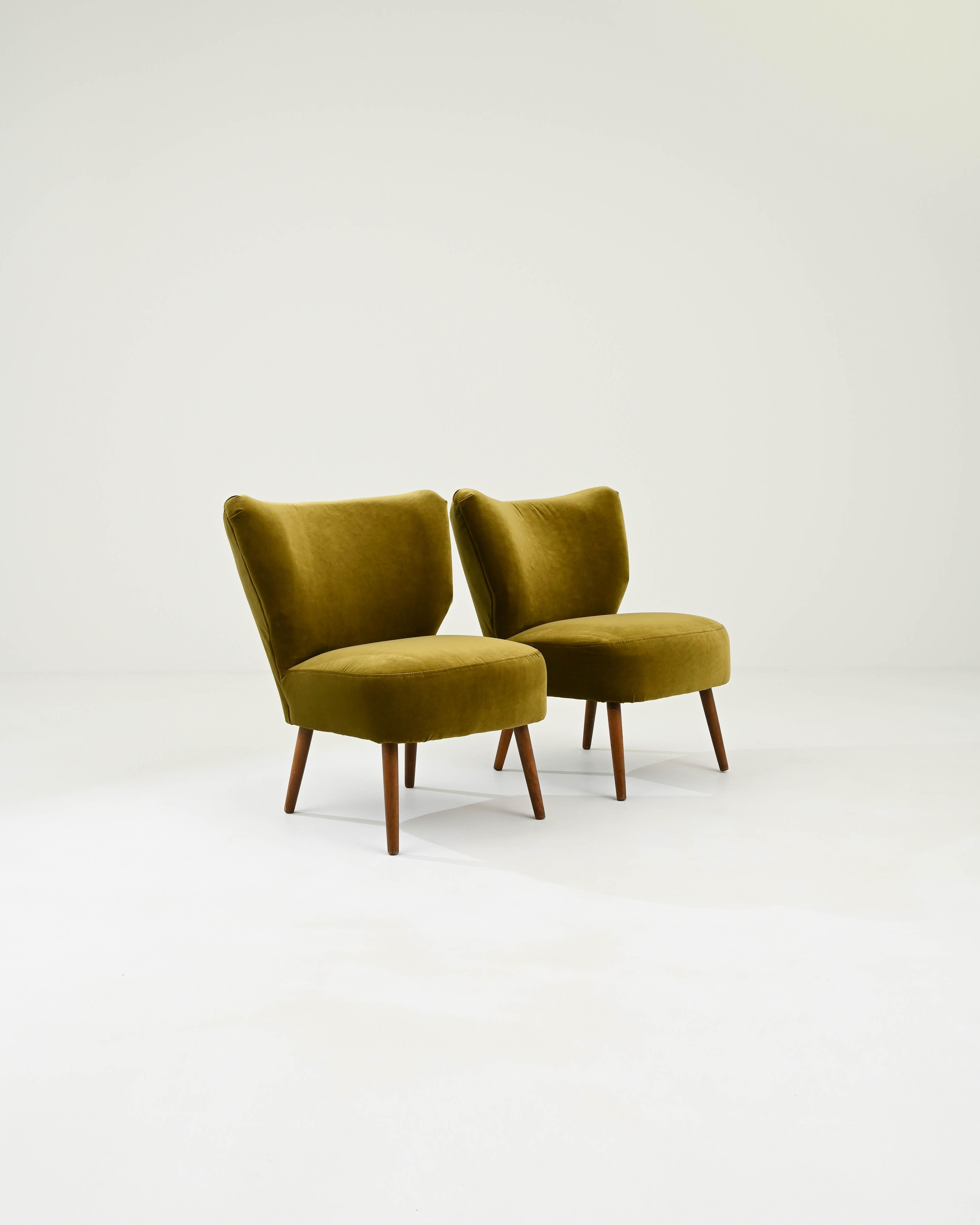 Vintage Danish Velvet Chairs, A Pair 3