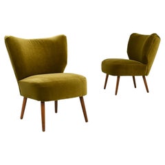 Vintage Danish Velvet Chairs, A Pair