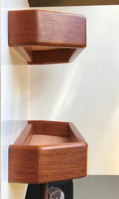 Vintage Danish Wall-Mounted Bedside Tables in Teak, 1970s, Set of 2