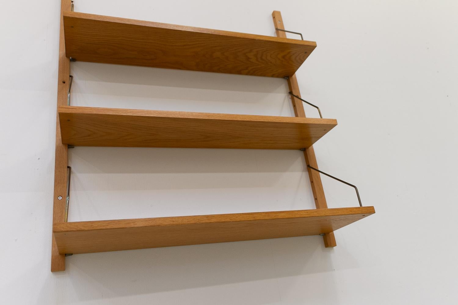 Vintage Danish Wall Mounted Oak Shelving System, 1960s. In Good Condition In Asaa, DK