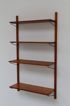 Vintage Danish Wall Mounted Teak Shelving System, 1960s.