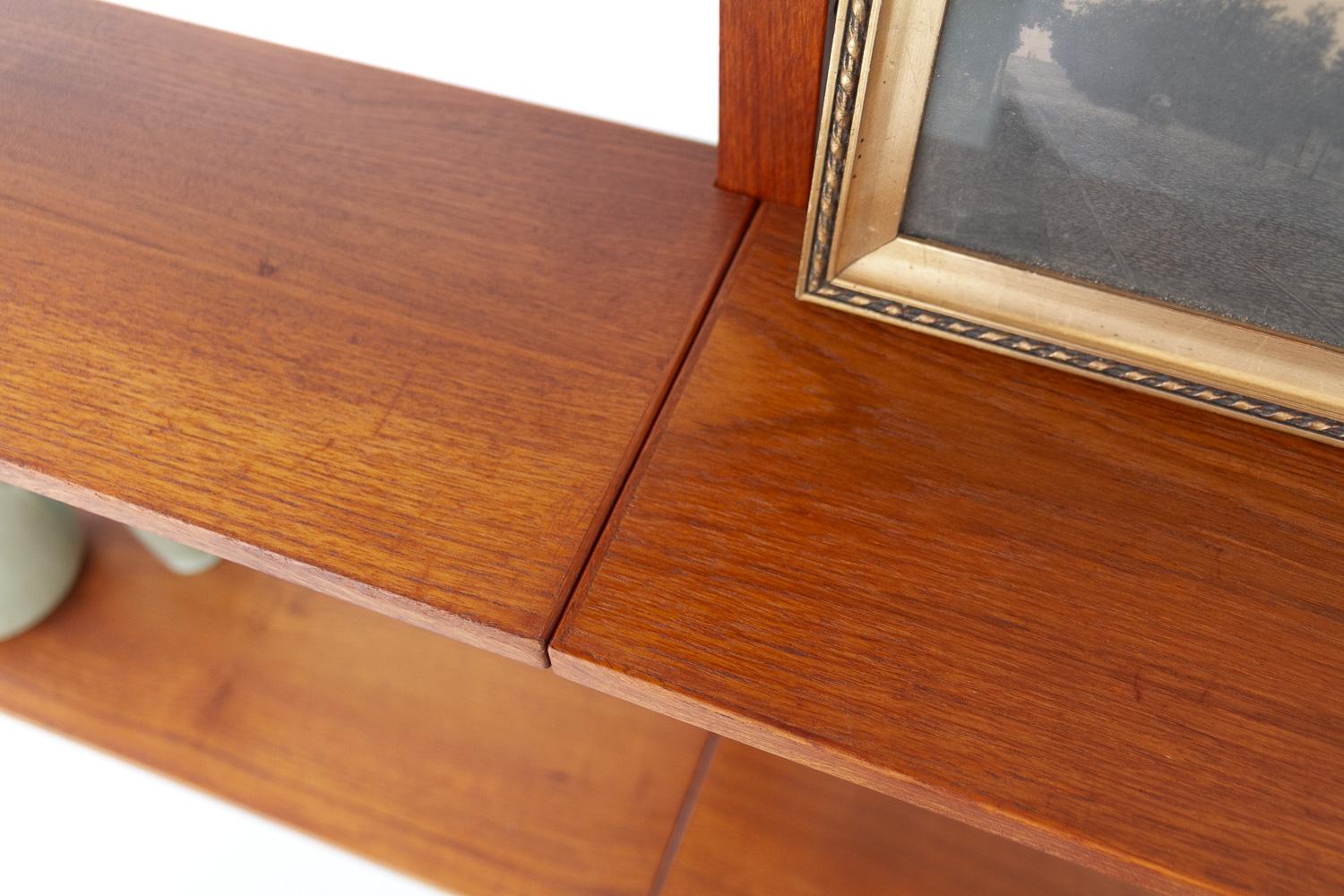 Vintage Danish Wall Mounted Teak Shelving System, 1960s. en vente 1
