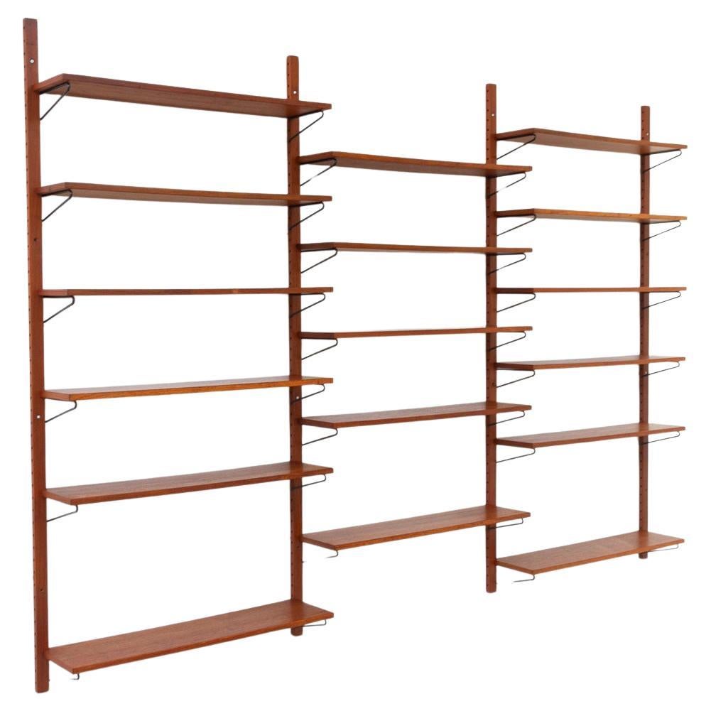 Vintage Danish Wall Mounted Teak Shelving System, 1960s. en vente