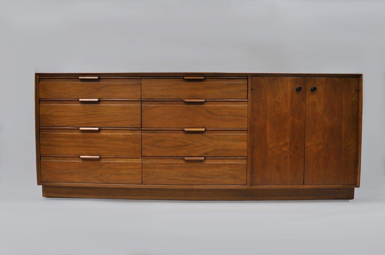 Vintage Danish Walnut 12 Drawer Dresser Credenza Cabinet American Martinsville 4