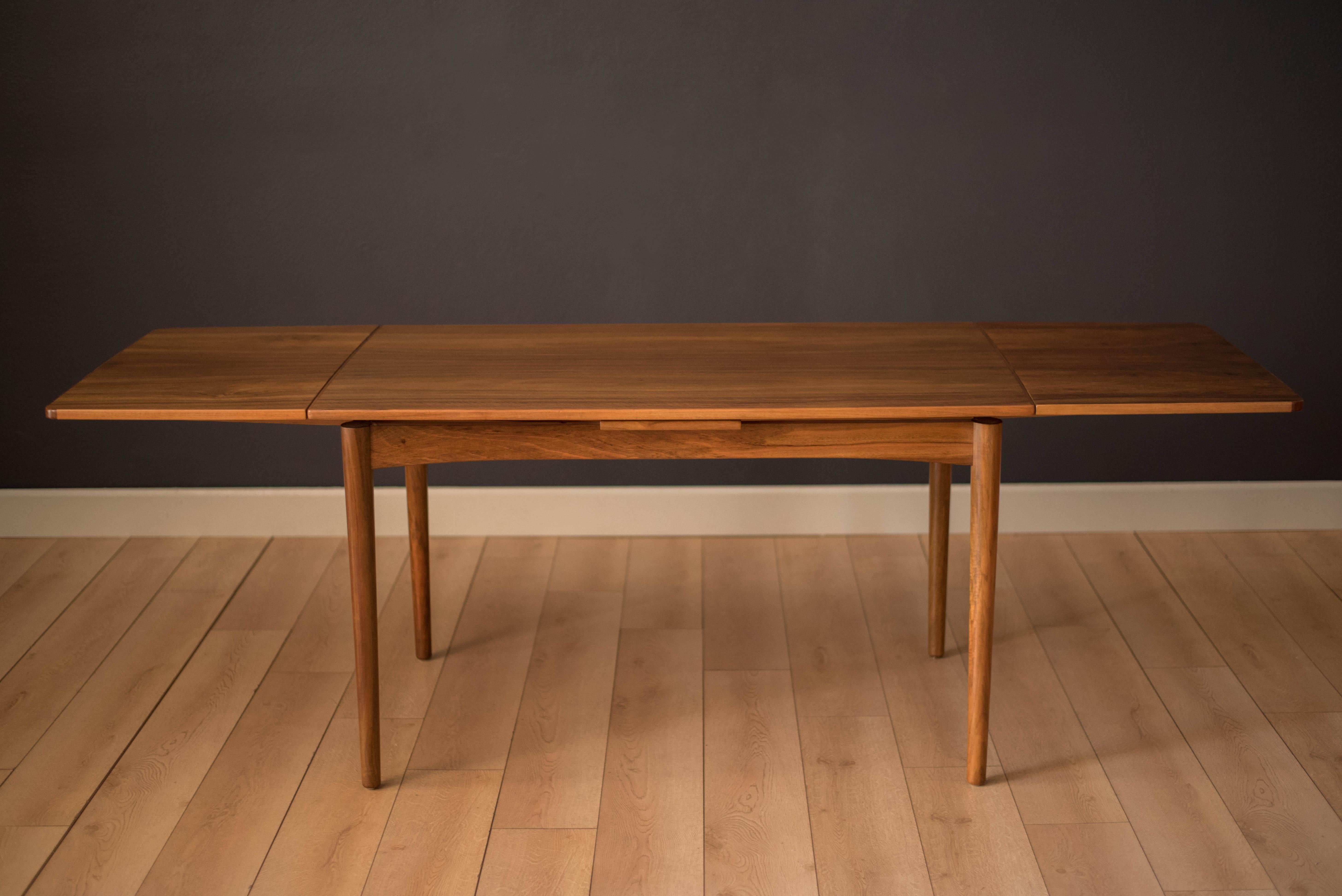Vintage Danish Walnut Extendable Dining Table by Arne Hovmand-Olsen In Good Condition In San Jose, CA