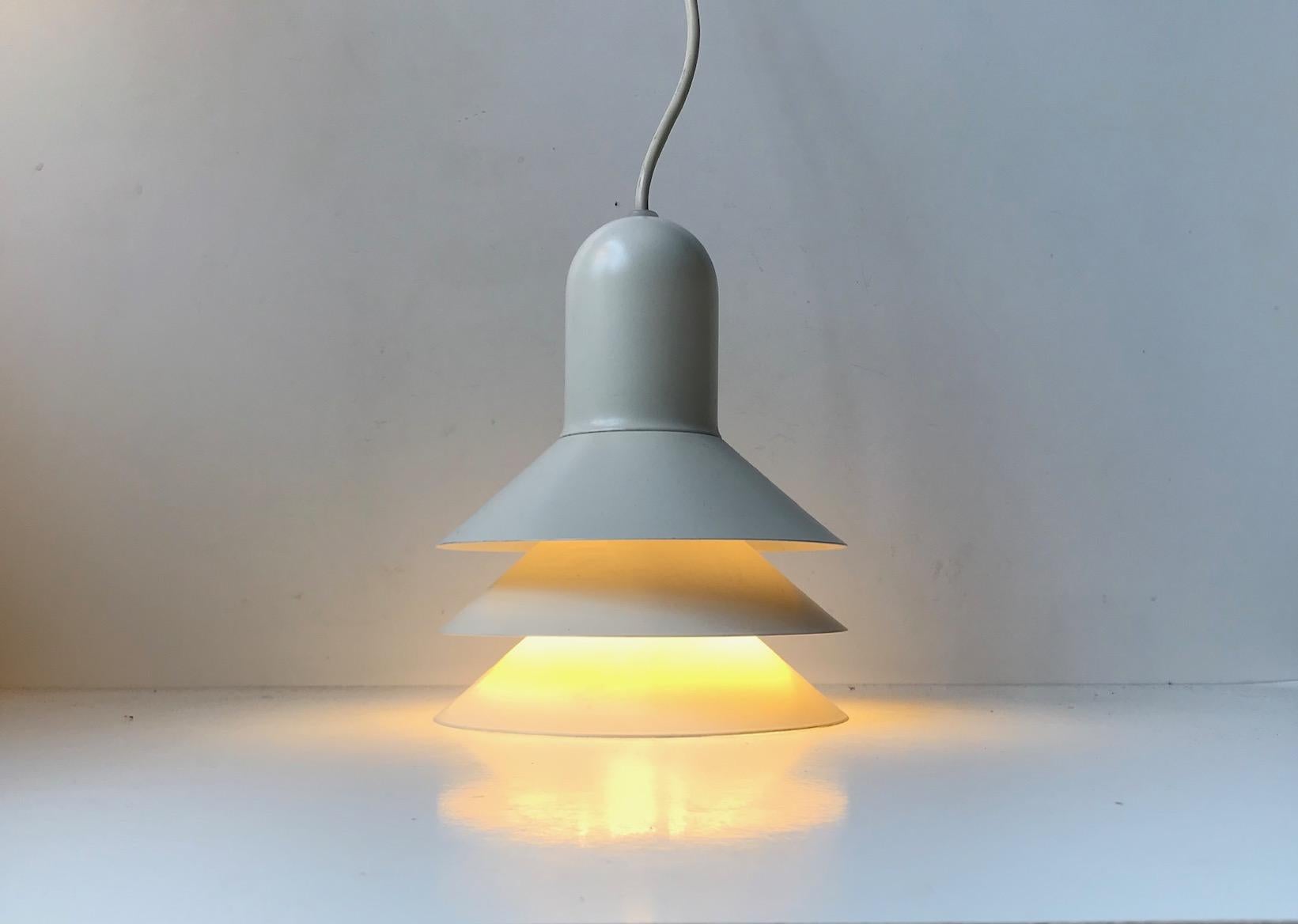 Vintage Danish White Minimalist Pendant Lamp from Lyfa, 1980s In Good Condition In Esbjerg, DK