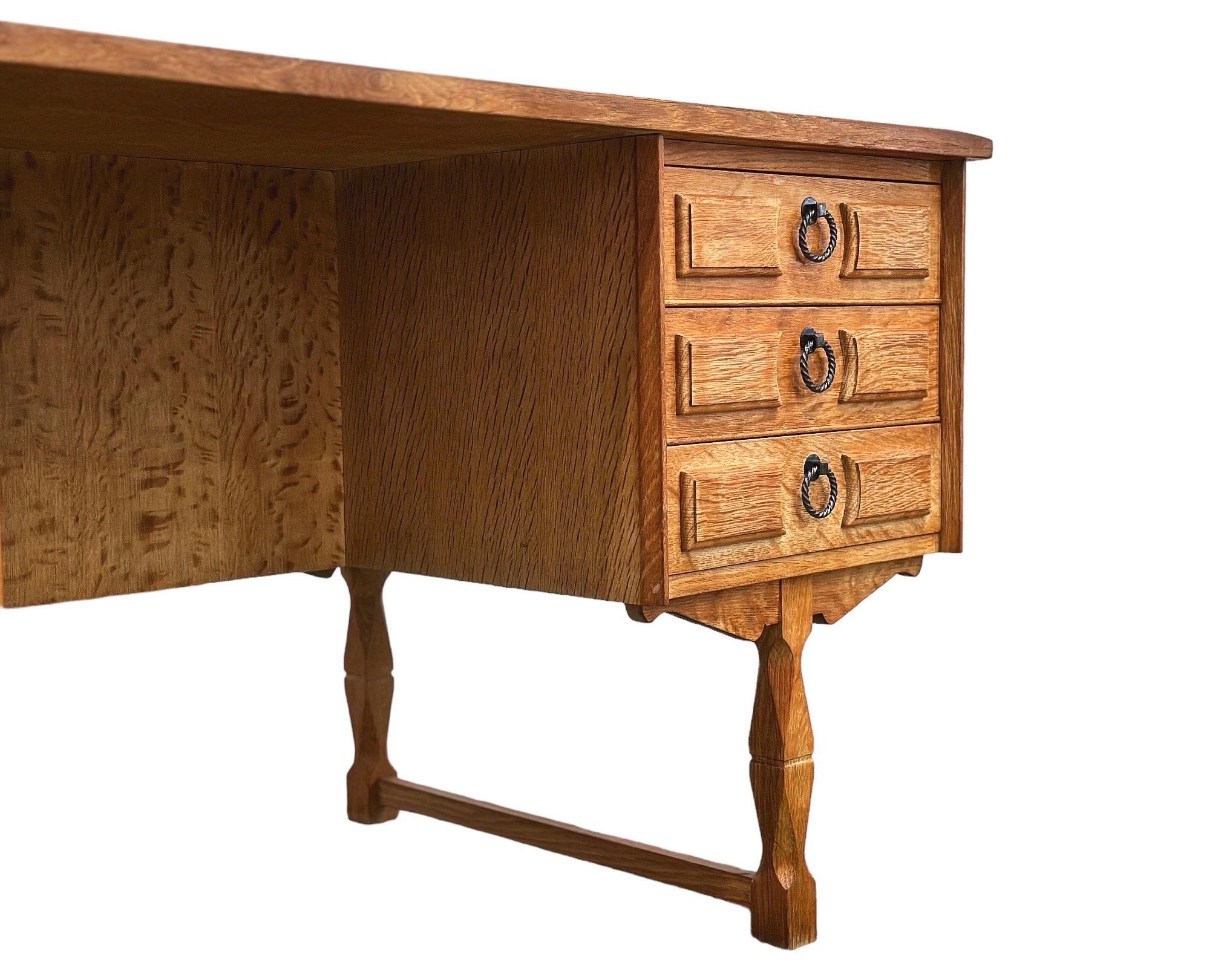 Vintage Danish White Oak Desk - Henning Kjaernulf - Organic Scandinavian In Good Condition For Sale In Decatur, GA