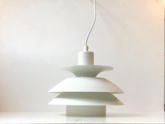 Vintage Danish White Pendant Lamp from Jeka, 1970s
