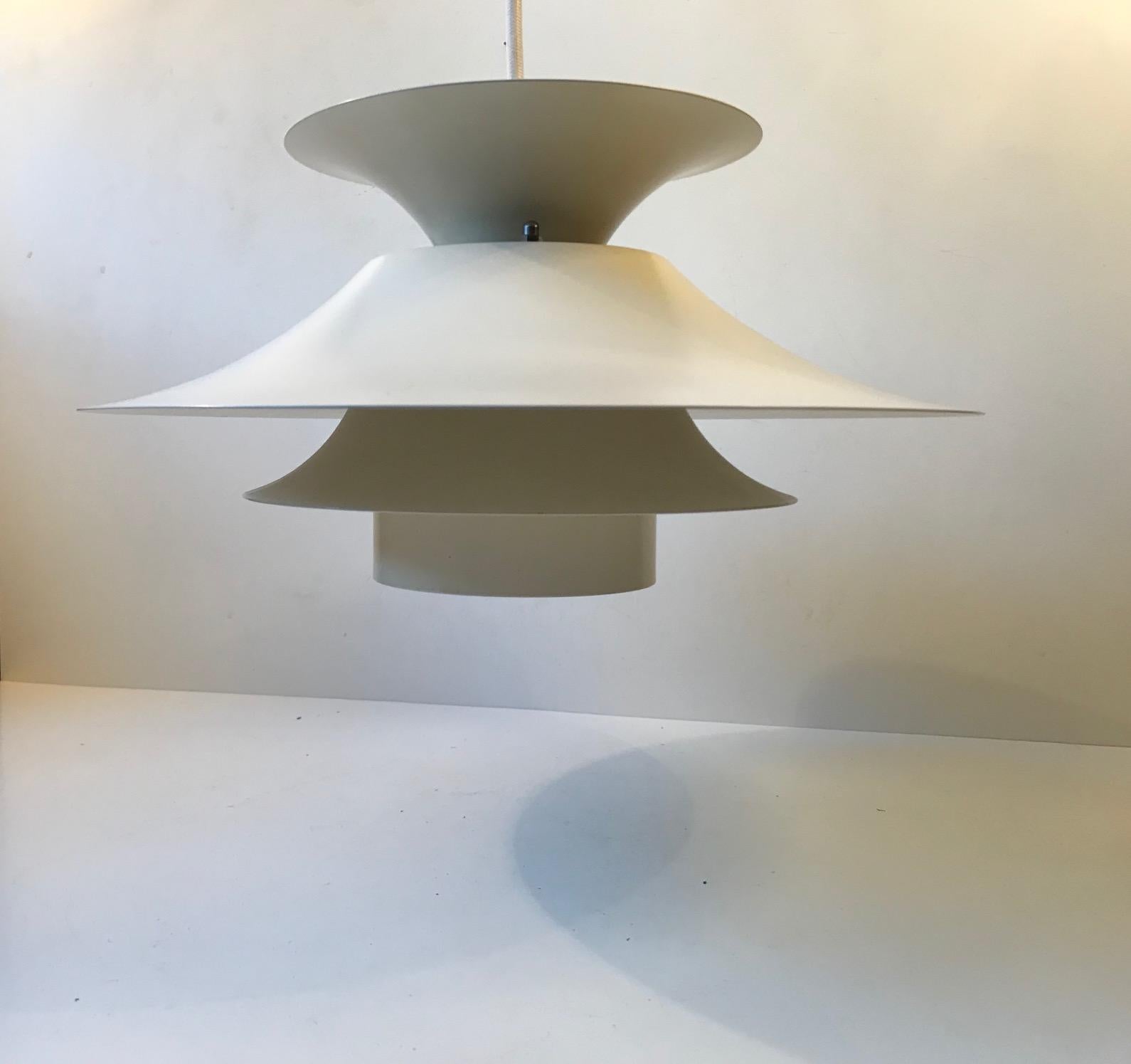 Vintage Danish White Pendant Lamp from Jeka, 1970s (Dänisch)