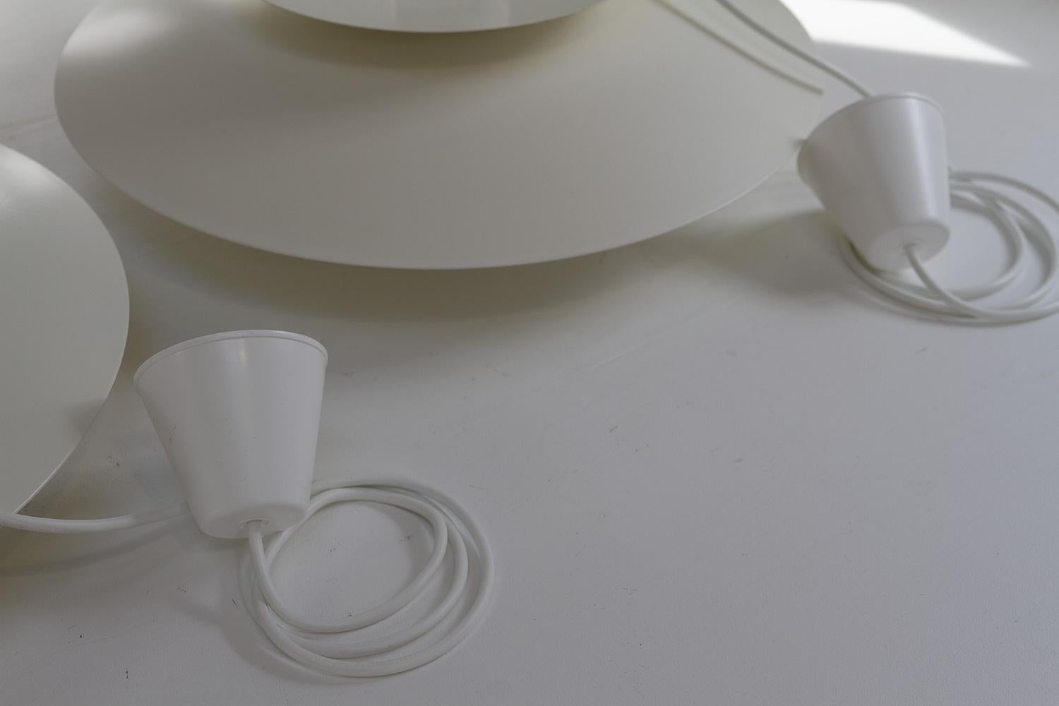 Vintage Danish White Pendelleuchten von Horn, 1980er Jahre. Satz von 2. 9