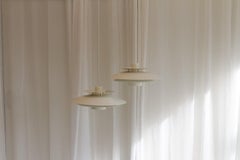 Vintage Danish White Pendant Lamps by Horn, 1980s. Set of 2.