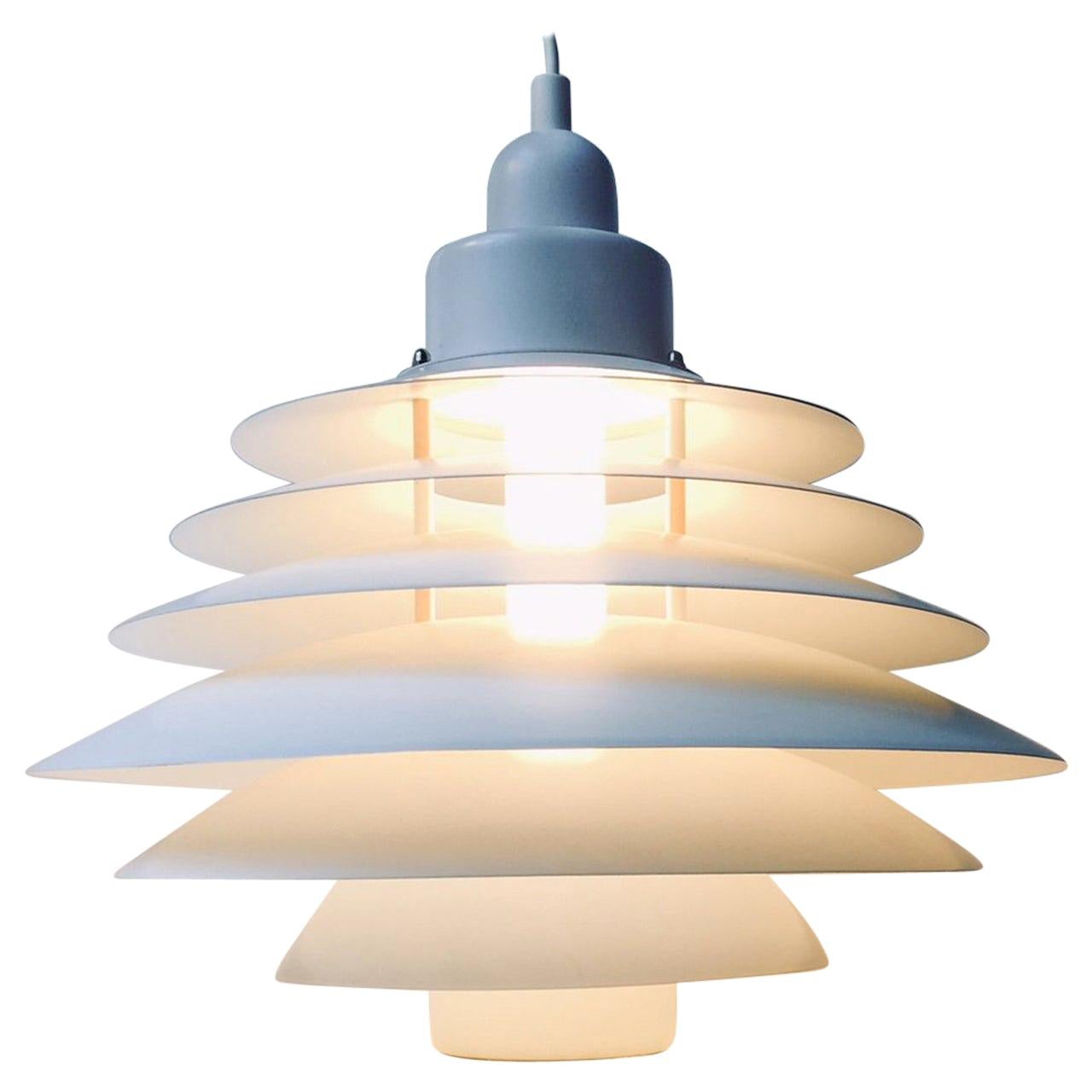 Vintage Danish White Tiered Ceiling Lamp from Design-Light, 1970s