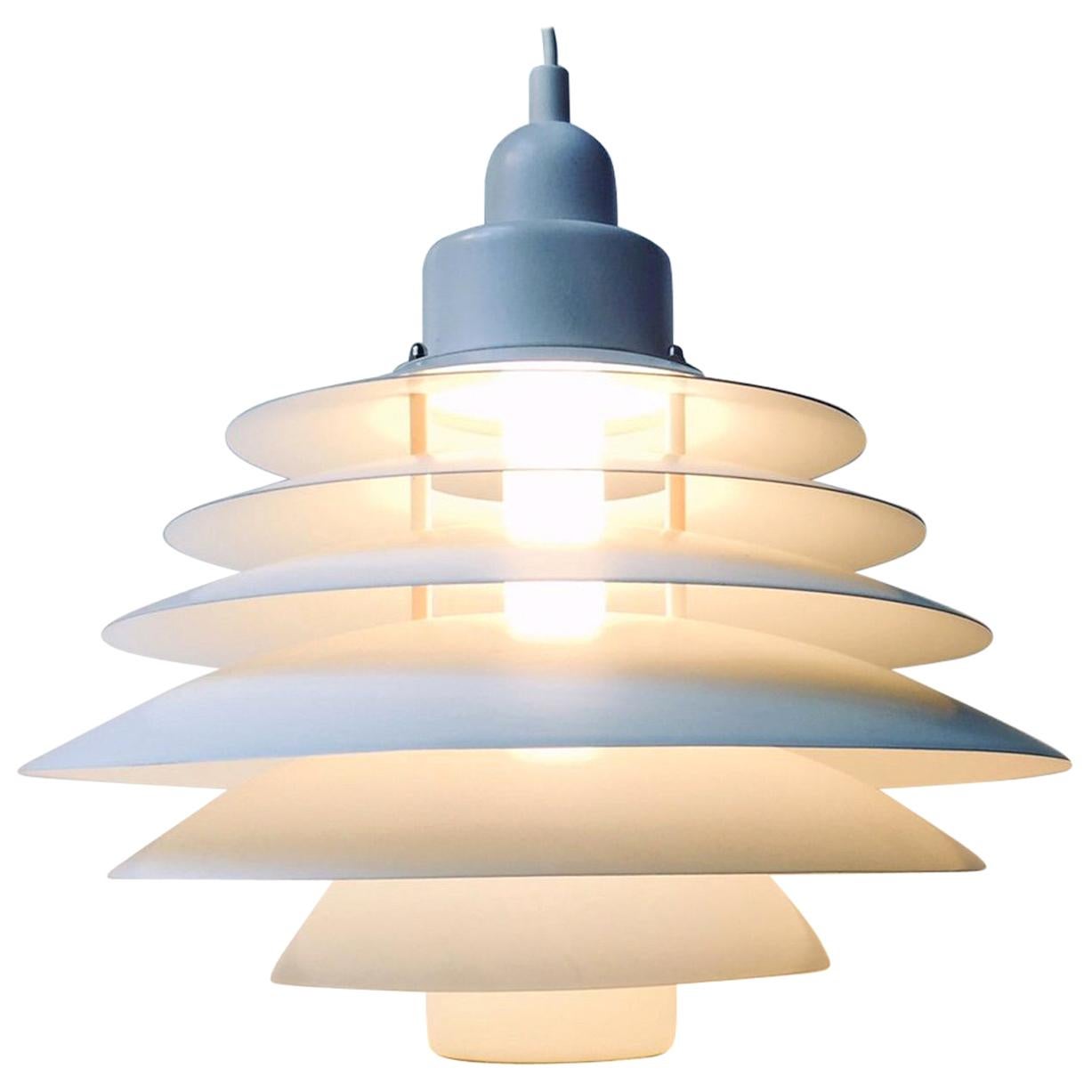 Vintage Danish White Tiered Ceiling Lamp from Design-Light, 1970s