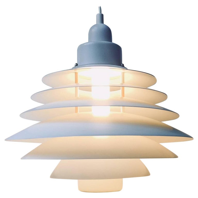 Vintage Danish White Tiered Pendant Lamp From Design Light 1970s Vintage Danish White Tiered Pendant Lamp From Design Light 1970s For