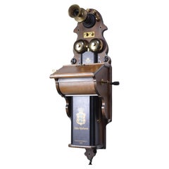 Teléfono magnético danés vintage de madera con manivela KTAS Admiral modelo 1912
