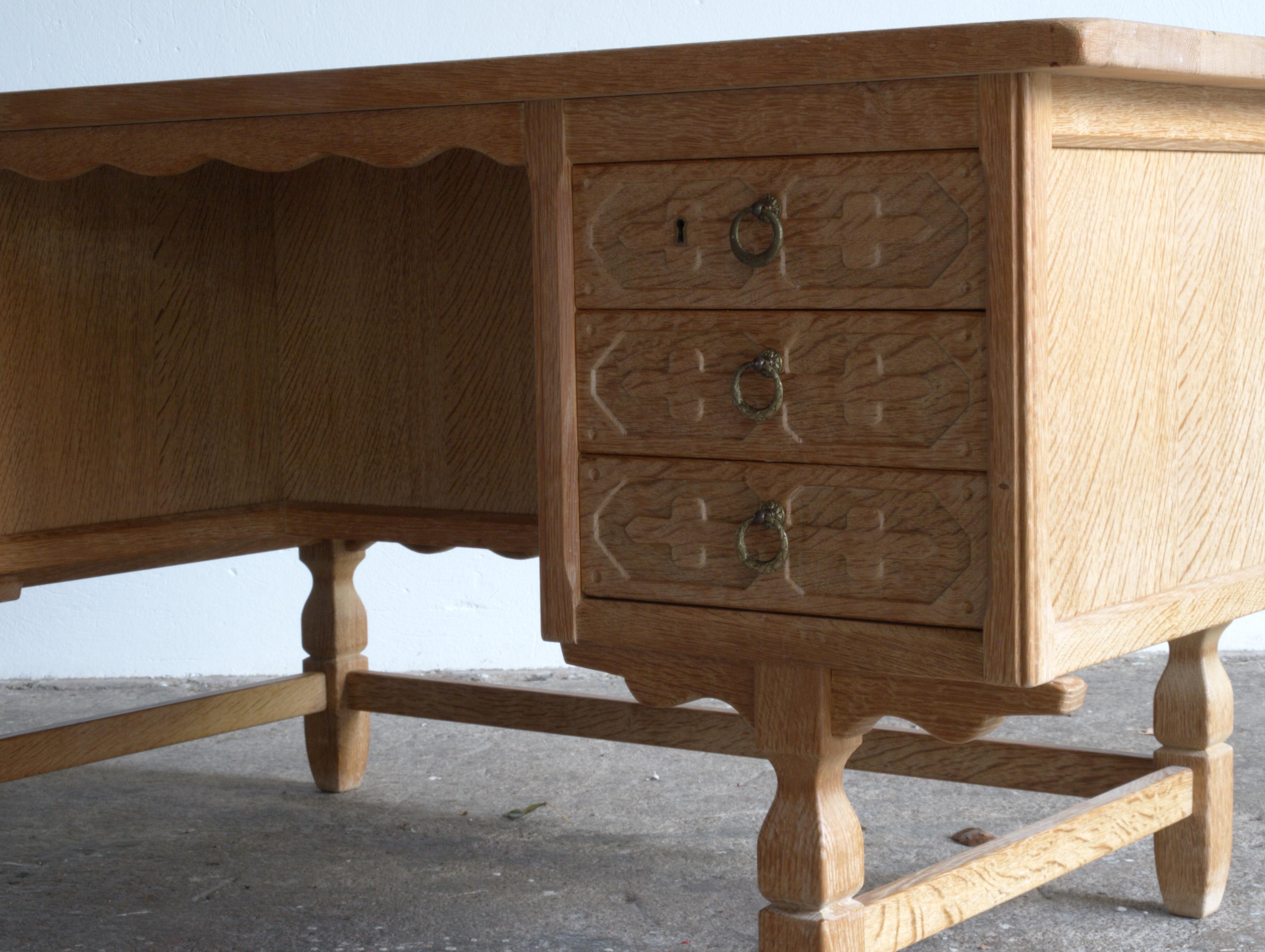 Brass Vintage Danish Writing Desk by Henning Kjærnulf, 1970s