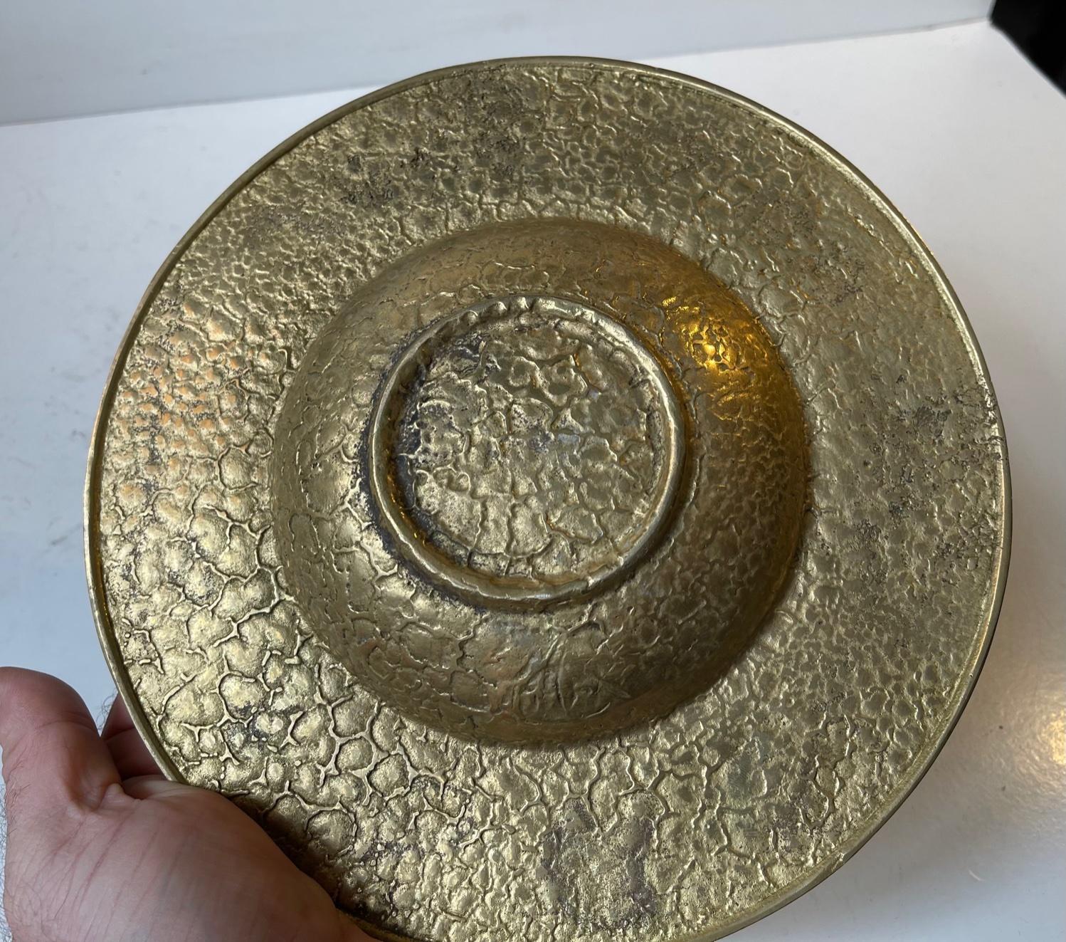 Mid-20th Century Vintage Danish Zodiac Bronze Bowl with Moon Texturing, 1940s